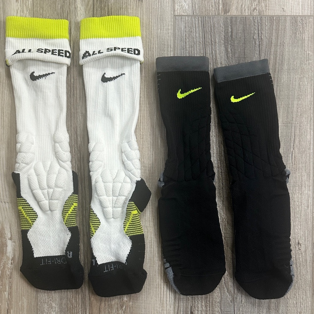 Nike Men's Football socks White and Black Athletic Socks with Neon Accents